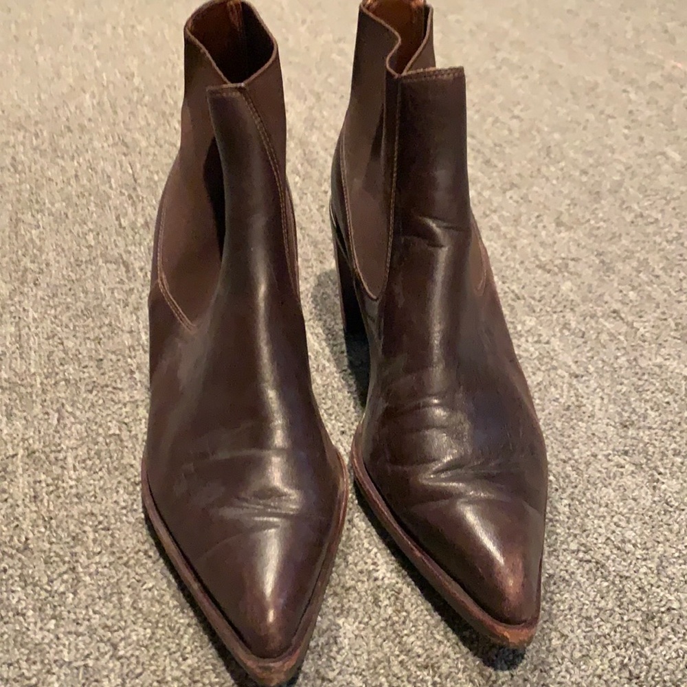 Chocolate brown leather boots